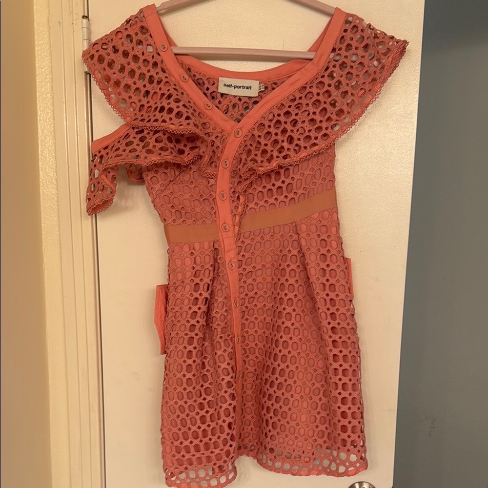Self-Portrait Coral Lace Dress